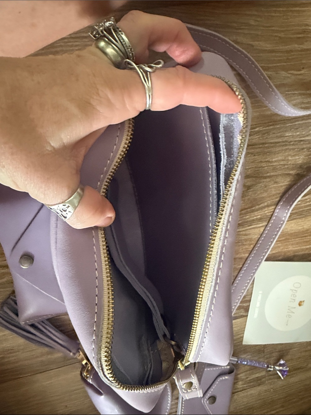Portland Leather Lavender Crossbody Set with Matching Accessories - Picture 3 of 9